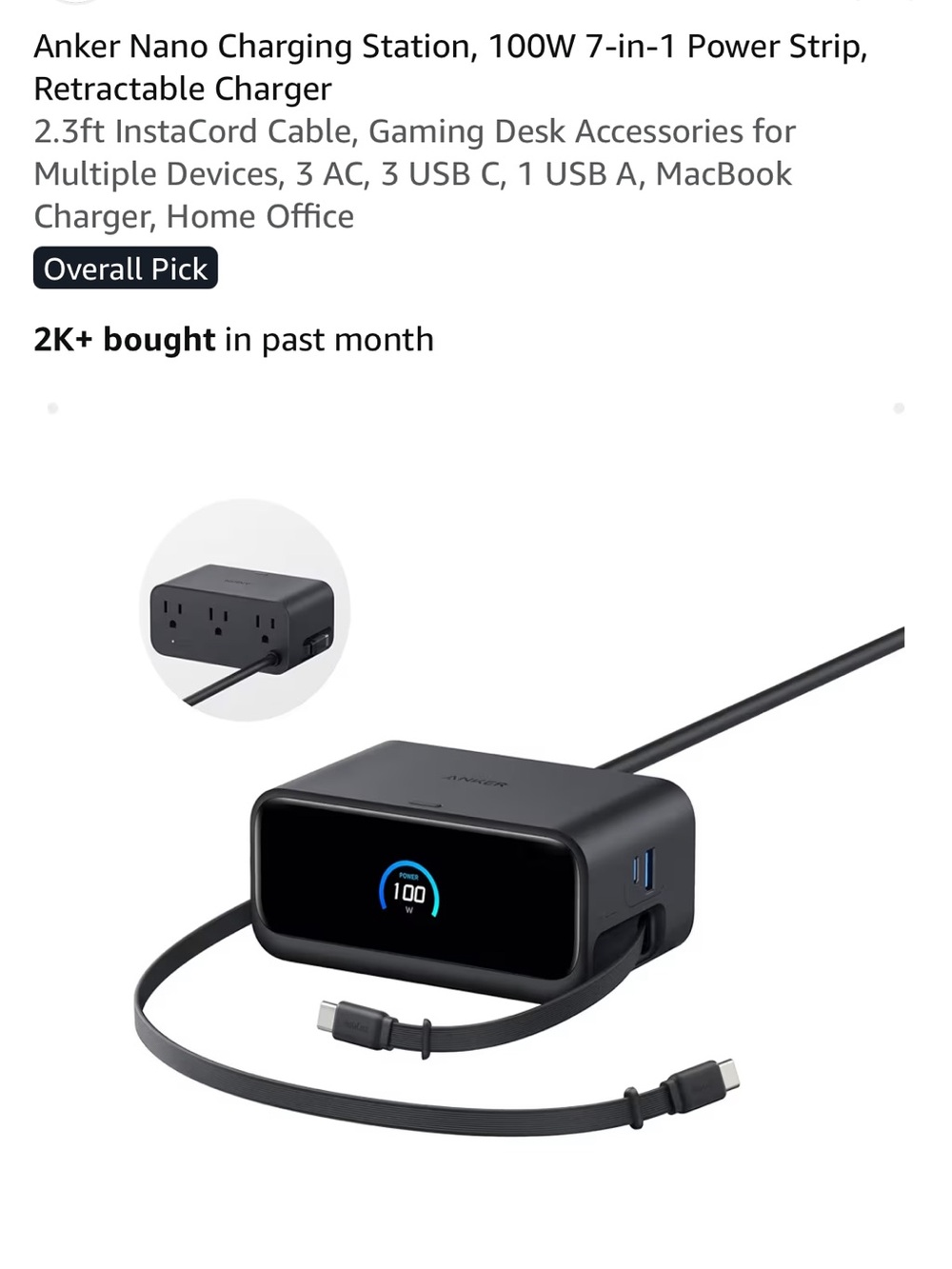 Anker Nano 100W 7-in-1 Charging Station - Black